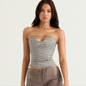 House of CB Gray Strapless Corset Top - nwot